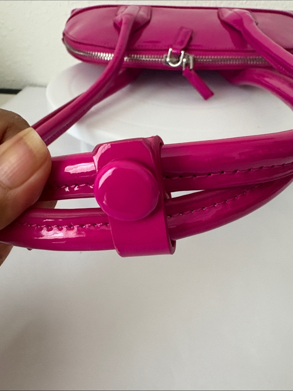 Zara Glossy Fuchsia Patent Shoulder Bag - Picture 7 of 11